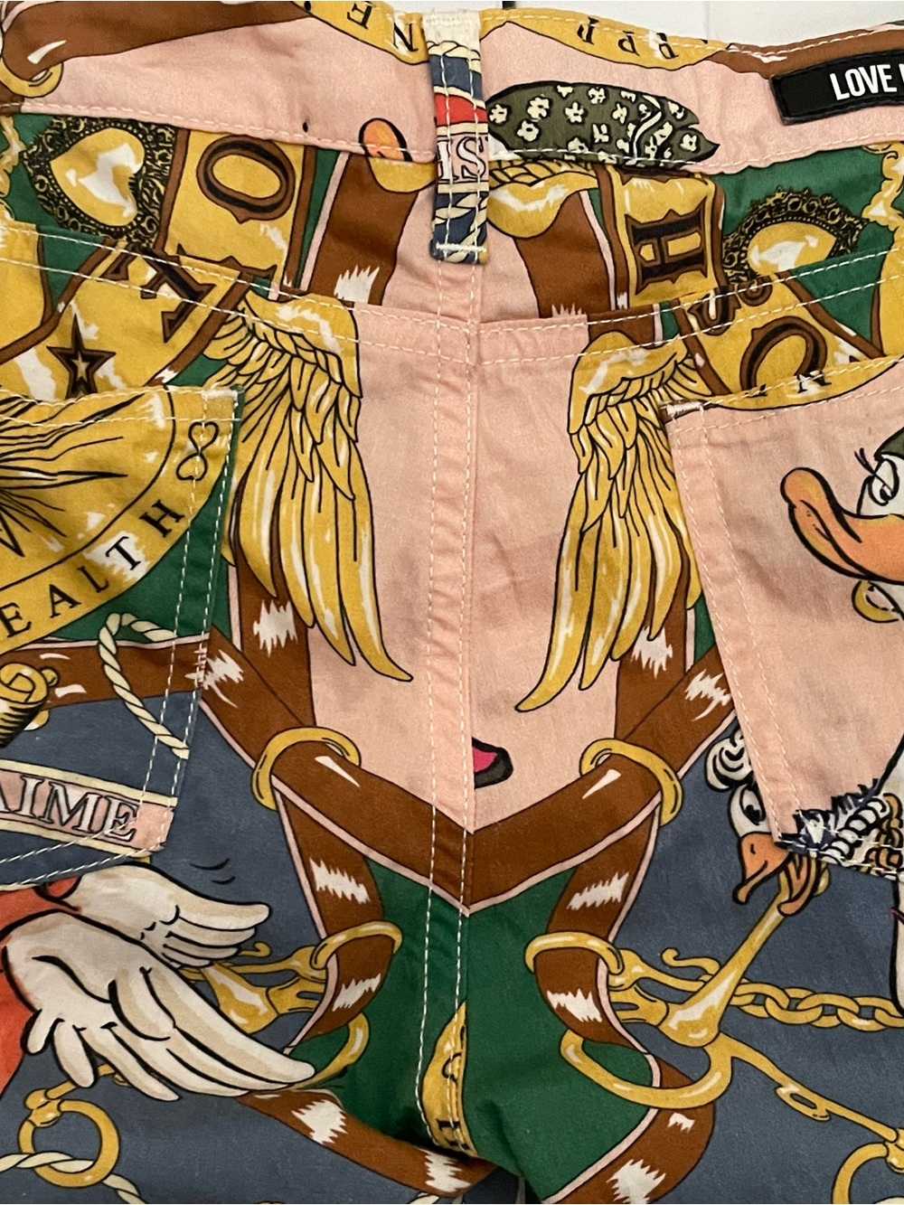 Love Moschino vintage duck crop Printed pants sz27 - Picture 6 of 7